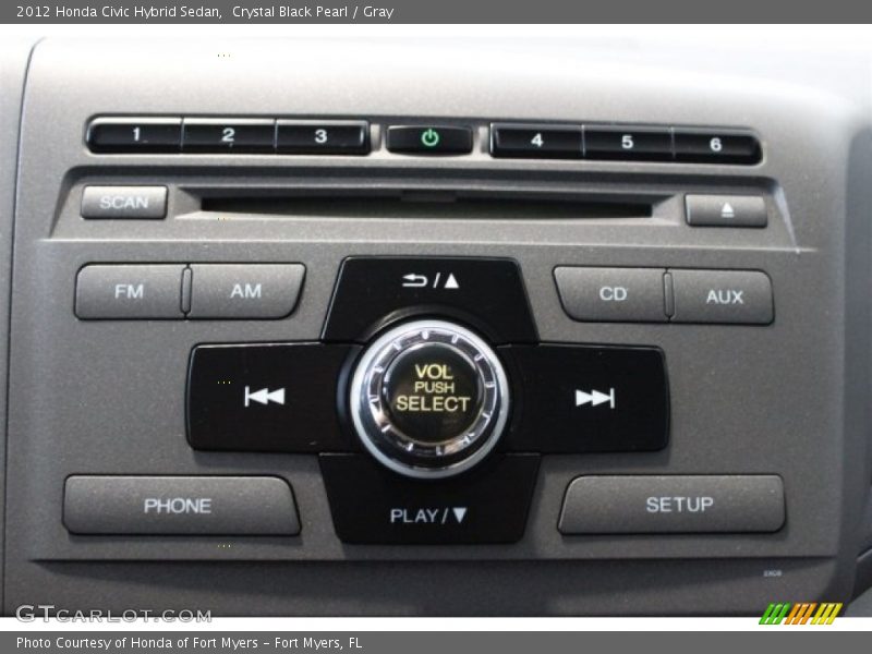Crystal Black Pearl / Gray 2012 Honda Civic Hybrid Sedan