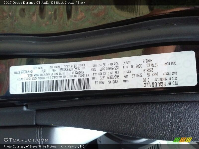 DB Black Crystal / Black 2017 Dodge Durango GT AWD