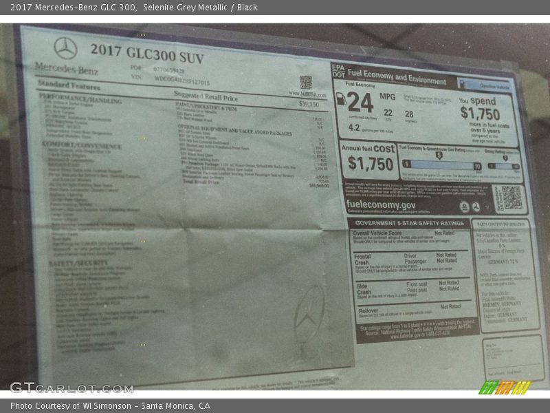 Selenite Grey Metallic / Black 2017 Mercedes-Benz GLC 300