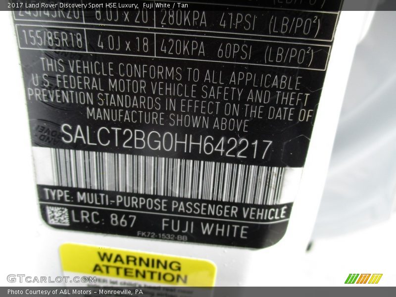2017 Discovery Sport HSE Luxury Fuji White Color Code 867