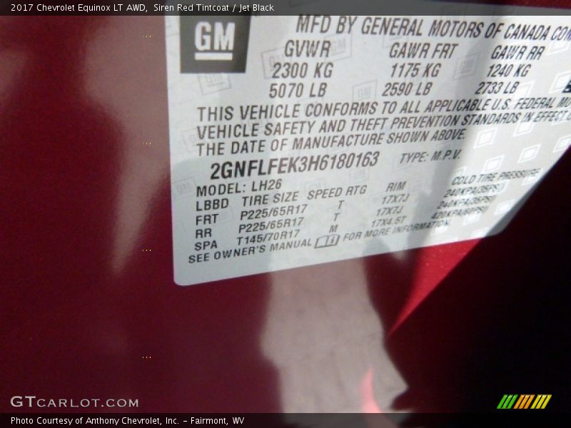 Siren Red Tintcoat / Jet Black 2017 Chevrolet Equinox LT AWD