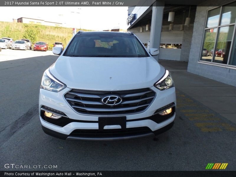 Pearl White / Gray 2017 Hyundai Santa Fe Sport 2.0T Ulitimate AWD