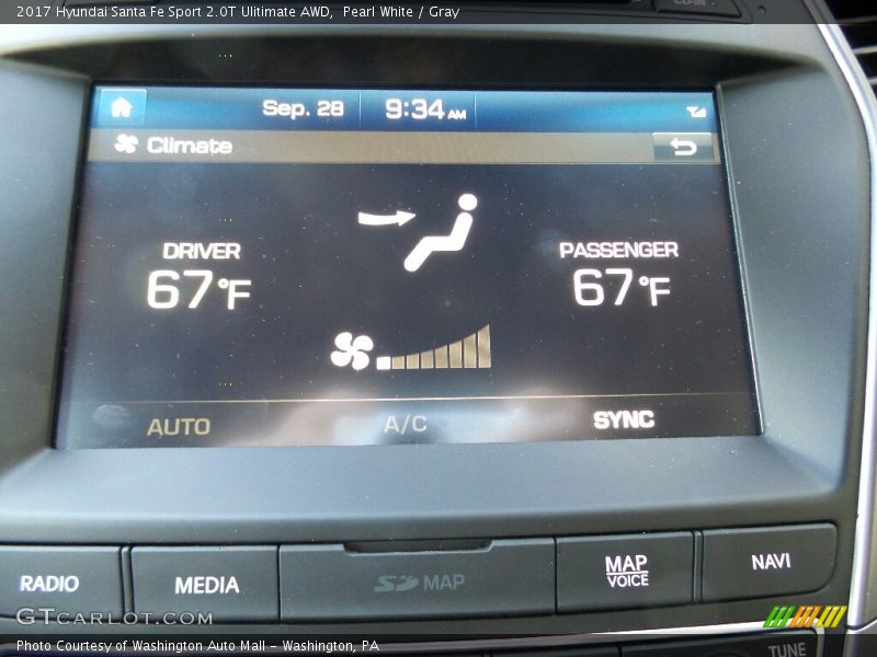 Pearl White / Gray 2017 Hyundai Santa Fe Sport 2.0T Ulitimate AWD