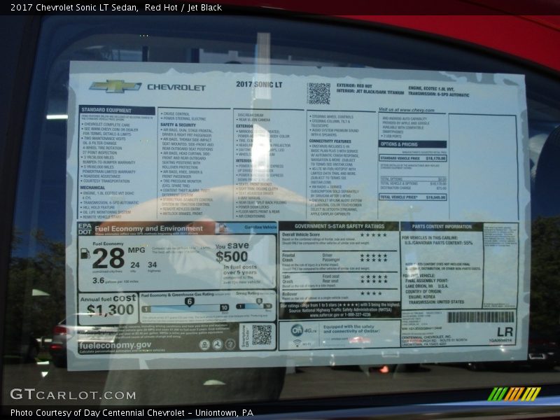 Red Hot / Jet Black 2017 Chevrolet Sonic LT Sedan