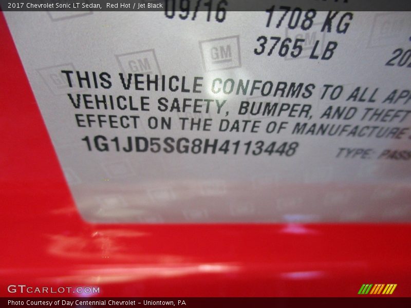 Red Hot / Jet Black 2017 Chevrolet Sonic LT Sedan