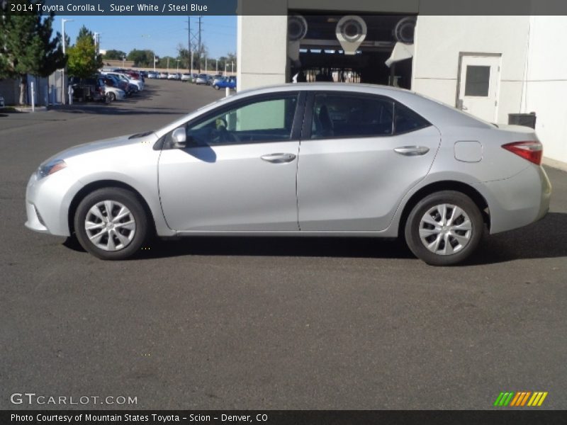 Super White / Steel Blue 2014 Toyota Corolla L