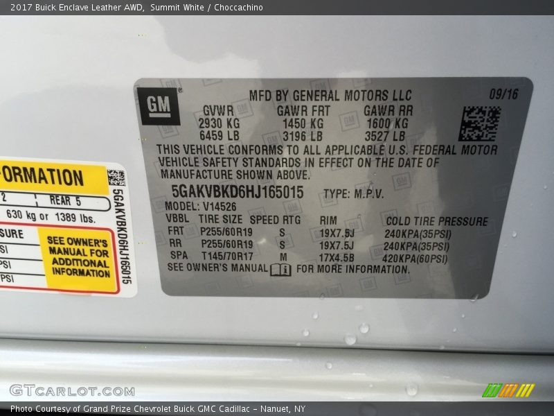 Summit White / Choccachino 2017 Buick Enclave Leather AWD