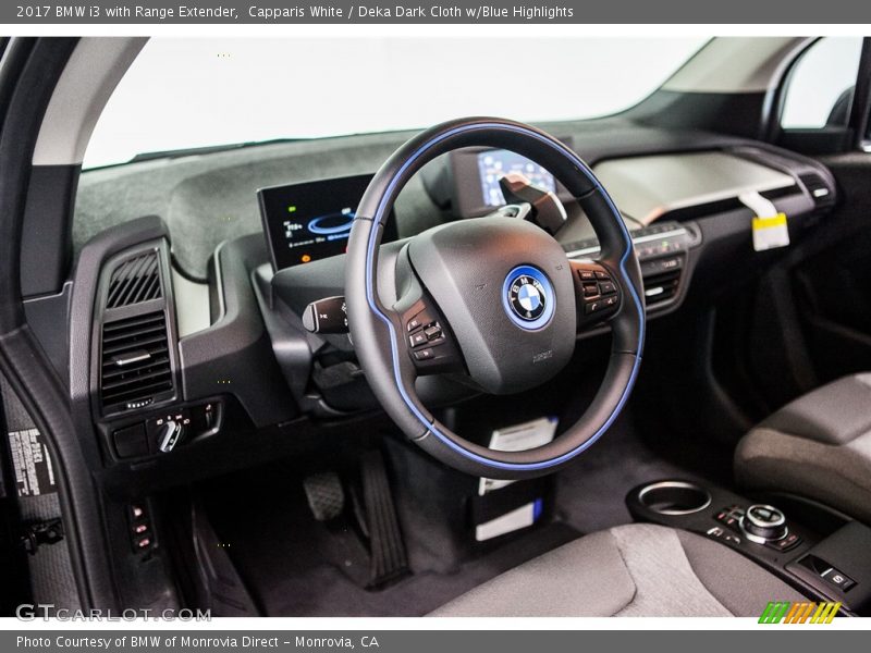 Capparis White / Deka Dark Cloth w/Blue Highlights 2017 BMW i3 with Range Extender