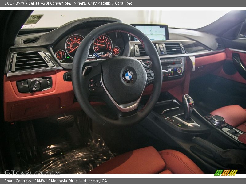 Mineral Grey Metallic / Coral Red 2017 BMW 4 Series 430i Convertible