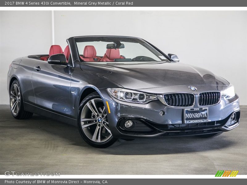 Mineral Grey Metallic / Coral Red 2017 BMW 4 Series 430i Convertible