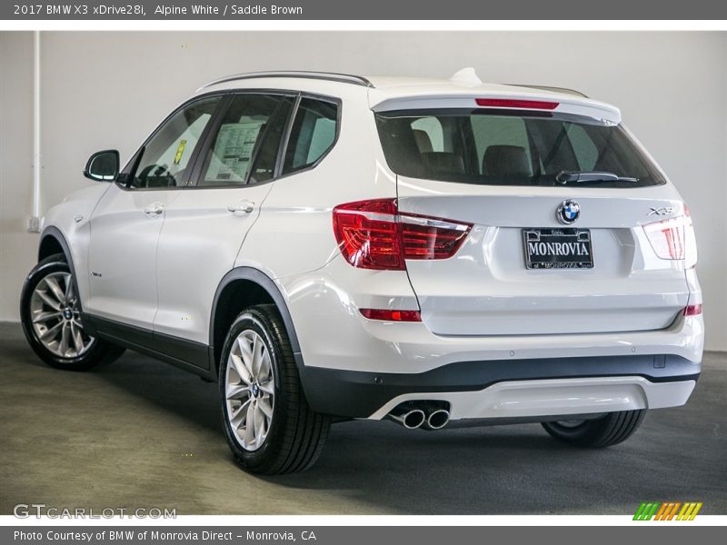 Alpine White / Saddle Brown 2017 BMW X3 xDrive28i