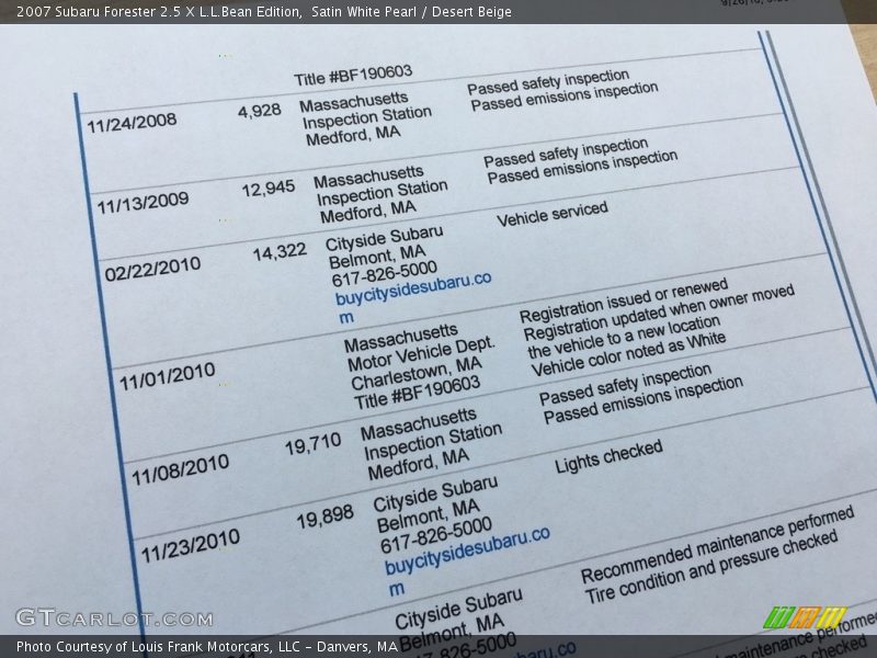 Satin White Pearl / Desert Beige 2007 Subaru Forester 2.5 X L.L.Bean Edition