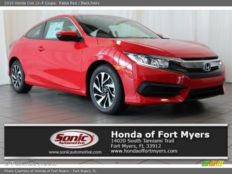 Rallye Red / Black/Ivory 2016 Honda Civic LX-P Coupe
