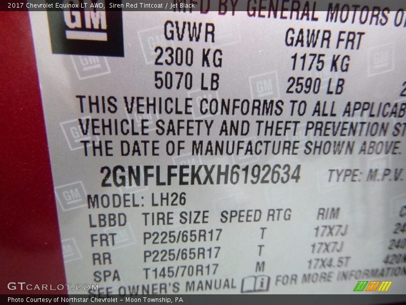 Siren Red Tintcoat / Jet Black 2017 Chevrolet Equinox LT AWD