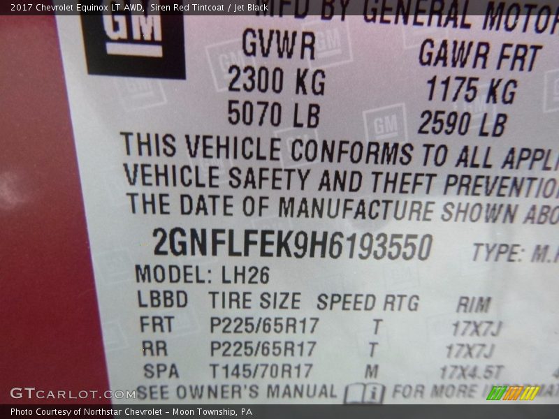 Siren Red Tintcoat / Jet Black 2017 Chevrolet Equinox LT AWD