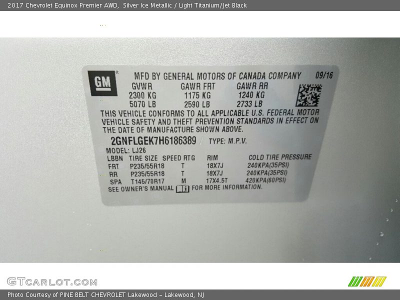 Silver Ice Metallic / Light Titanium/Jet Black 2017 Chevrolet Equinox Premier AWD