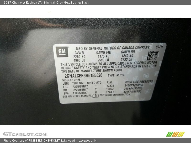 Nightfall Gray Metallic / Jet Black 2017 Chevrolet Equinox LT