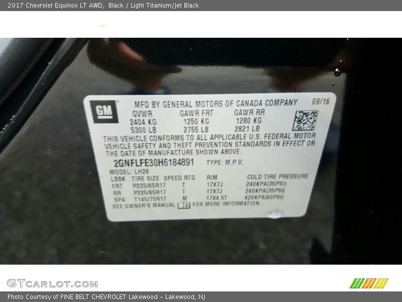 Black / Light Titanium/Jet Black 2017 Chevrolet Equinox LT AWD