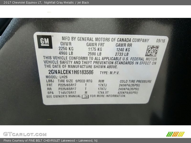 Nightfall Gray Metallic / Jet Black 2017 Chevrolet Equinox LT