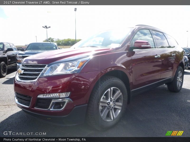 Siren Red Tintcoat / Ebony 2017 Chevrolet Traverse LT AWD
