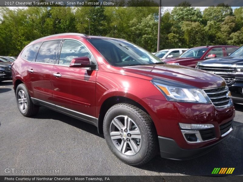 Siren Red Tintcoat / Ebony 2017 Chevrolet Traverse LT AWD