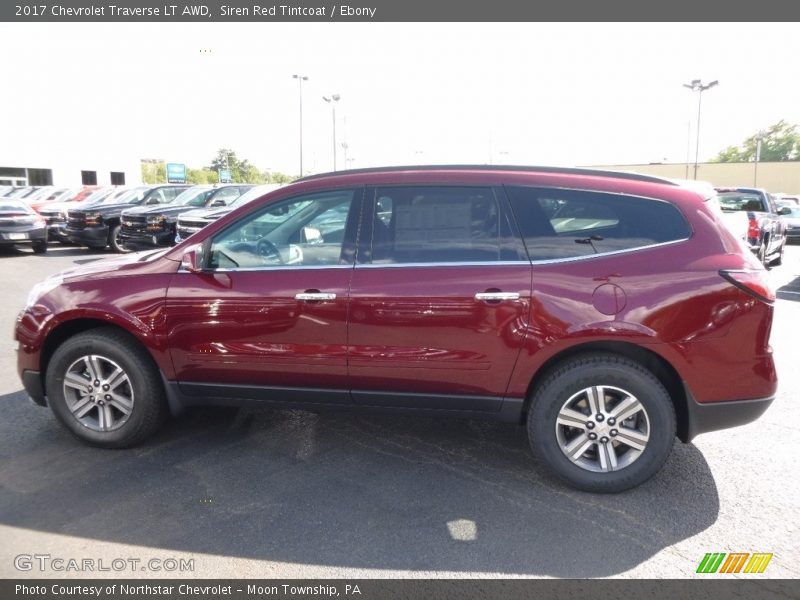 Siren Red Tintcoat / Ebony 2017 Chevrolet Traverse LT AWD