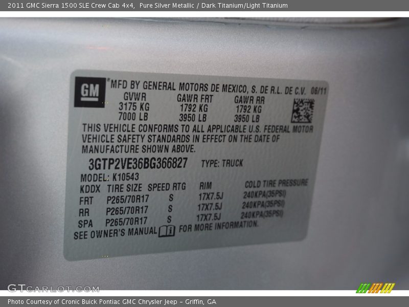 Pure Silver Metallic / Dark Titanium/Light Titanium 2011 GMC Sierra 1500 SLE Crew Cab 4x4