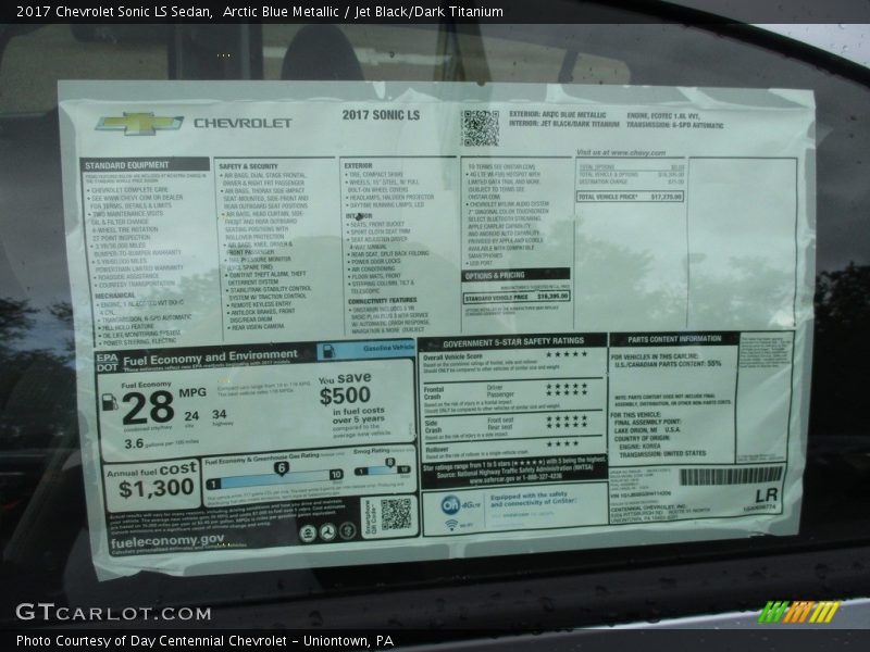 Arctic Blue Metallic / Jet Black/Dark Titanium 2017 Chevrolet Sonic LS Sedan