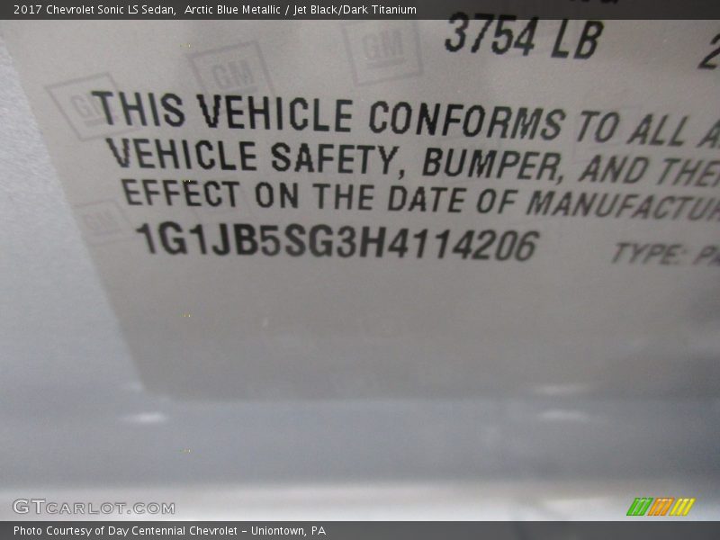 Arctic Blue Metallic / Jet Black/Dark Titanium 2017 Chevrolet Sonic LS Sedan