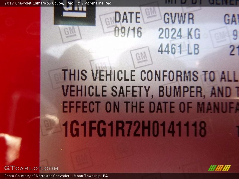 Red Hot / Adrenaline Red 2017 Chevrolet Camaro SS Coupe