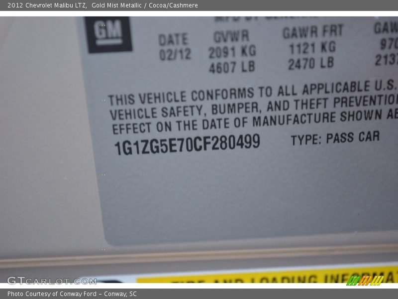 Gold Mist Metallic / Cocoa/Cashmere 2012 Chevrolet Malibu LTZ