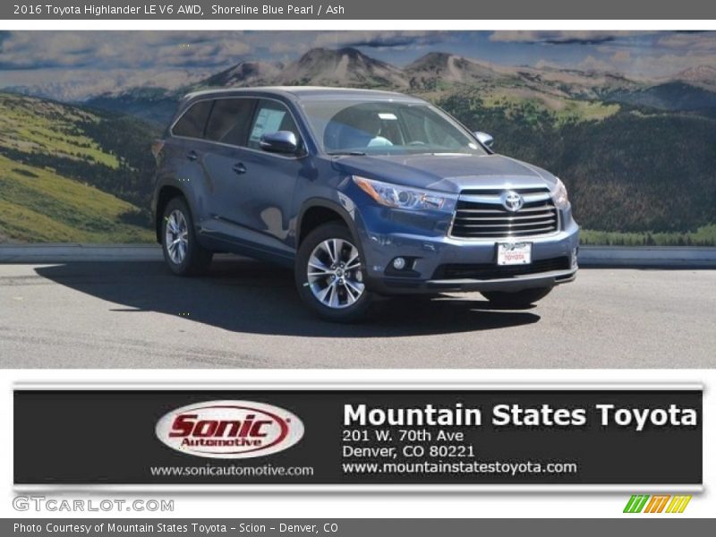 Shoreline Blue Pearl / Ash 2016 Toyota Highlander LE V6 AWD