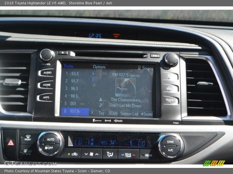 Shoreline Blue Pearl / Ash 2016 Toyota Highlander LE V6 AWD