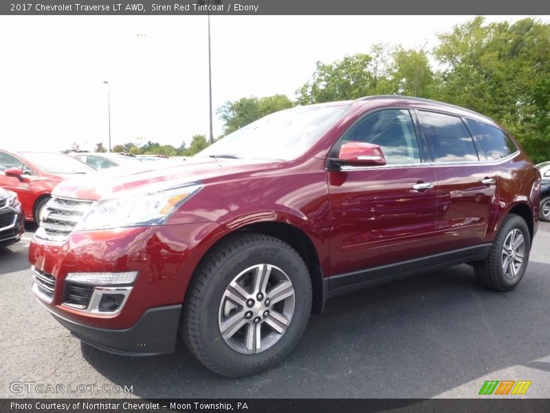 Siren Red Tintcoat / Ebony 2017 Chevrolet Traverse LT AWD