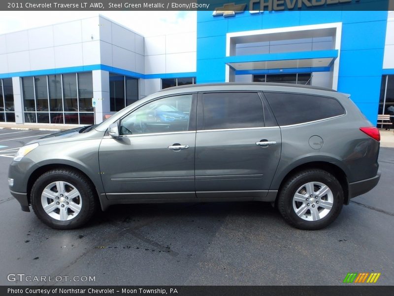 Steel Green Metallic / Ebony/Ebony 2011 Chevrolet Traverse LT AWD
