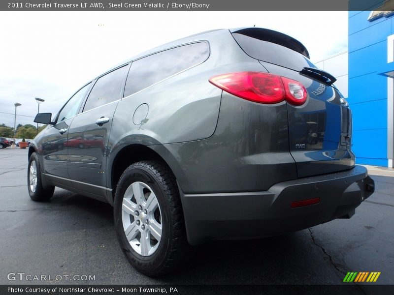 Steel Green Metallic / Ebony/Ebony 2011 Chevrolet Traverse LT AWD