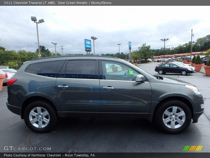 Steel Green Metallic / Ebony/Ebony 2011 Chevrolet Traverse LT AWD