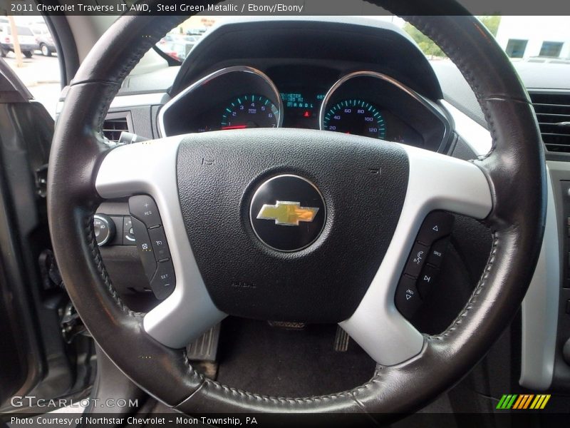 Steel Green Metallic / Ebony/Ebony 2011 Chevrolet Traverse LT AWD