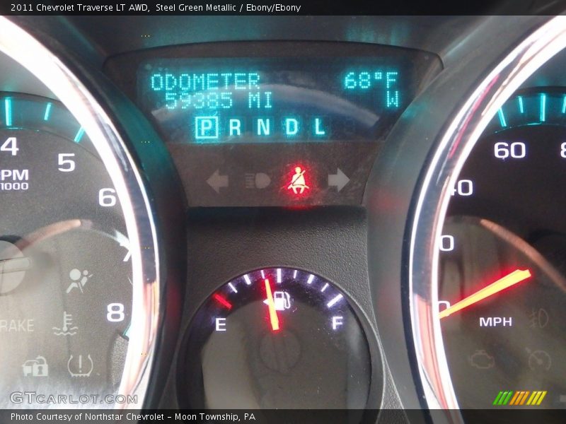 Steel Green Metallic / Ebony/Ebony 2011 Chevrolet Traverse LT AWD