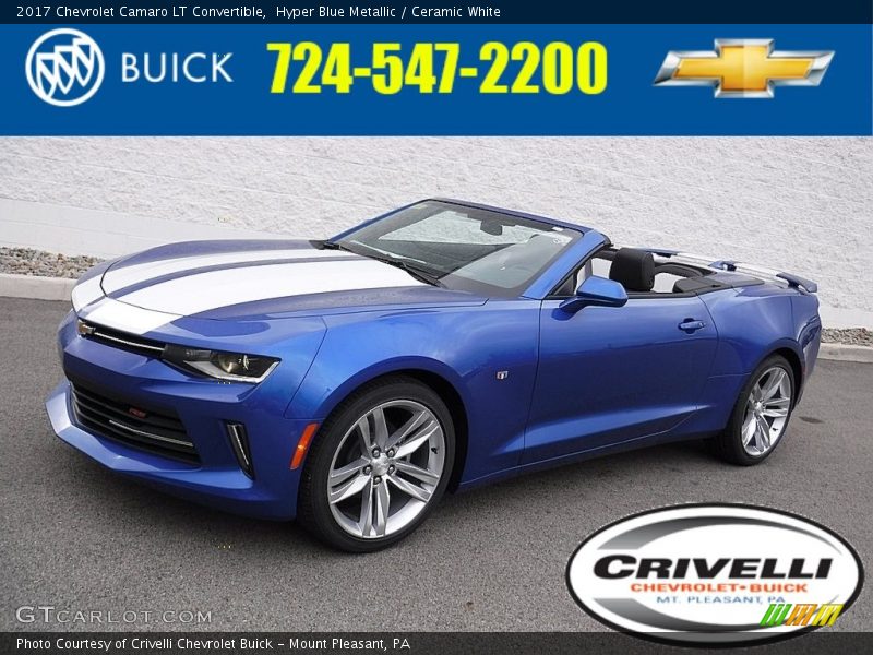 Hyper Blue Metallic / Ceramic White 2017 Chevrolet Camaro LT Convertible