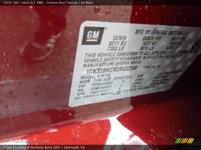 Crimson Red Tintcoat / Jet Black 2016 GMC Yukon SLT 4WD