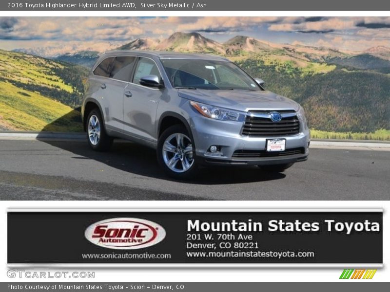 Silver Sky Metallic / Ash 2016 Toyota Highlander Hybrid Limited AWD