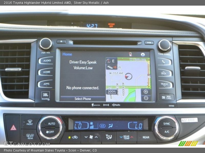 Silver Sky Metallic / Ash 2016 Toyota Highlander Hybrid Limited AWD