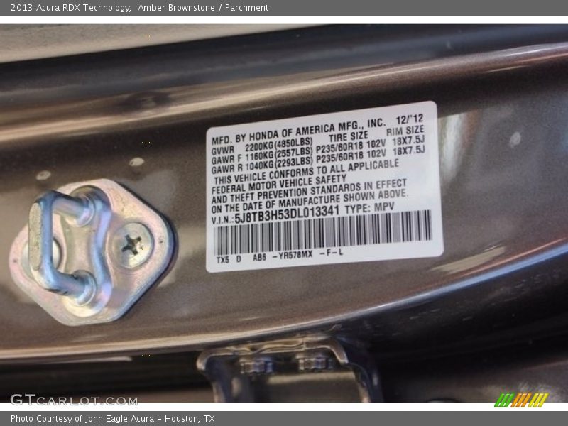 Amber Brownstone / Parchment 2013 Acura RDX Technology