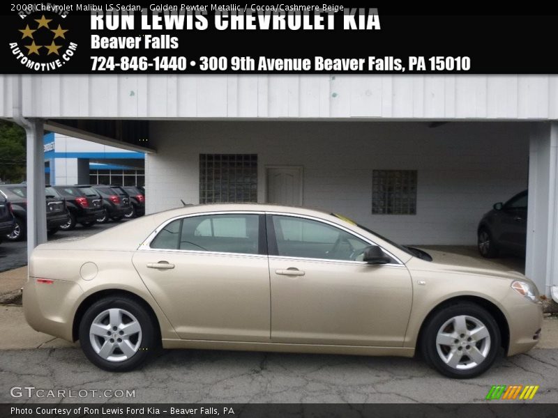 Golden Pewter Metallic / Cocoa/Cashmere Beige 2008 Chevrolet Malibu LS Sedan