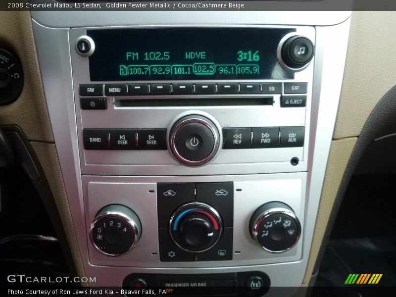 Golden Pewter Metallic / Cocoa/Cashmere Beige 2008 Chevrolet Malibu LS Sedan