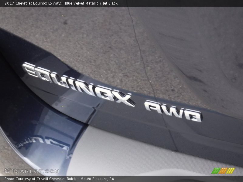 Blue Velvet Metallic / Jet Black 2017 Chevrolet Equinox LS AWD