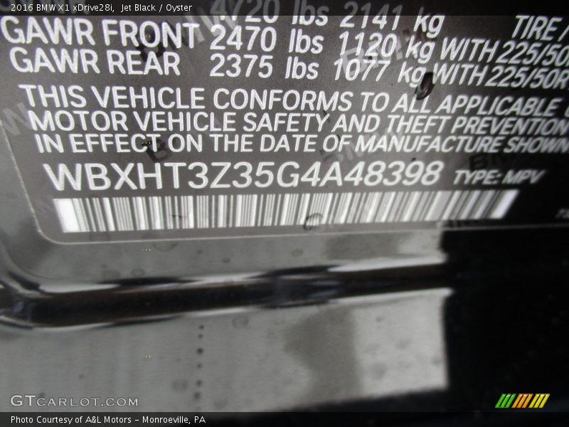 Jet Black / Oyster 2016 BMW X1 xDrive28i