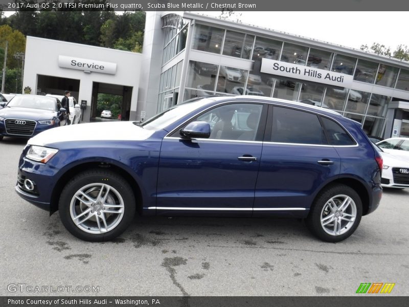 Scuba Blue Metallic / Chestnut Brown 2017 Audi Q5 2.0 TFSI Premium Plus quattro