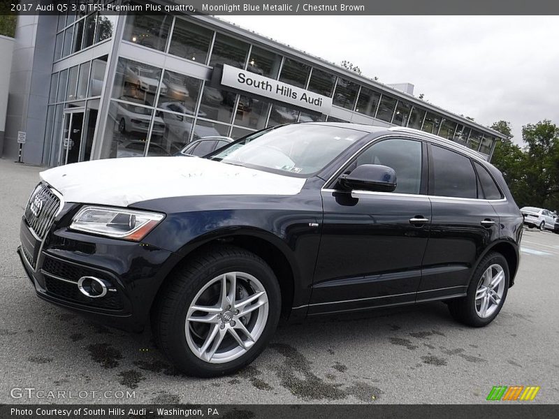 Moonlight Blue Metallic / Chestnut Brown 2017 Audi Q5 3.0 TFSI Premium Plus quattro